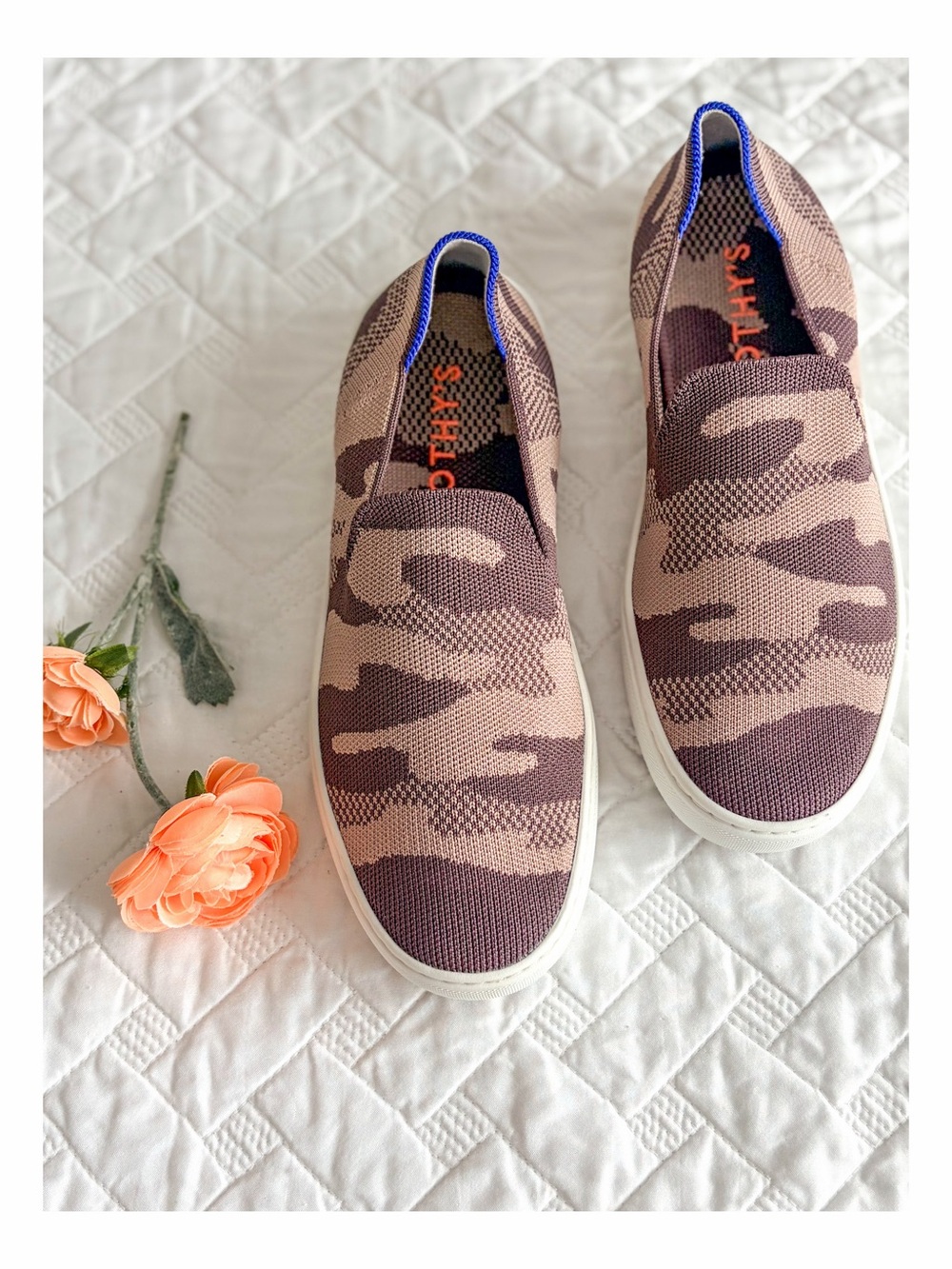 Rothy’s the Sneaker Loafer Taupe Camo Retired Knit Slip On Shoes Women’s 7.5